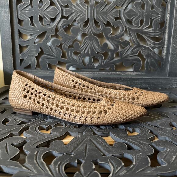 Birdies Goldfinch Woven Dawn Beige Slip On Pointed Toe Ballet Flats Size 9 - Picture 2 of 11